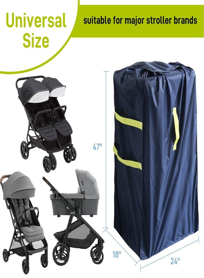 DMS PROTECTOR Gate Cheak Stroller Bag for Airplane Travel, Standard or Double Stroller Travel Bag For Airplane, Waterproof Travel Carry Bag, Large Stroller Cover, Navy - Image 2